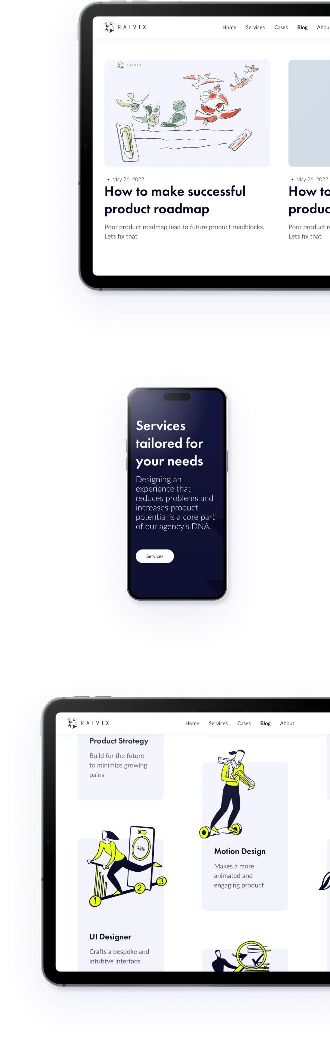 RAIVIX device screen mockup 01